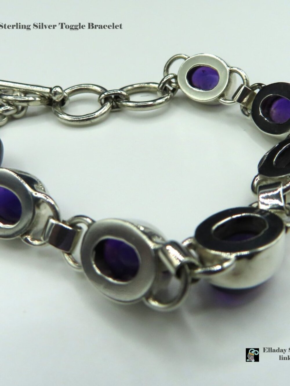 [SALE] Sterling Silver & Amethyst Toggle Bracelet - Picture 3 of 11